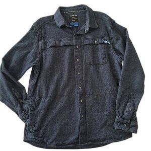 KAVU Men's Denim Look Button Down Snap Closure Shirt Shacket Size Large